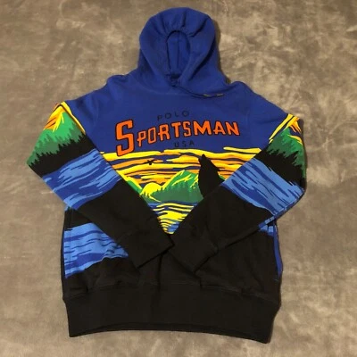 Nuevo con etiquetas Polo Ralph Lauren Deportista Caza Lobo Estampado Pullover Sudadera con Capucha Talla Pequeña Foto 1 de 4