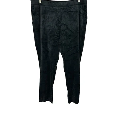 LOGO by Lori Goldstein Women's Regular Velour Trousers Black 1X Plus Size - Image 1 of 2