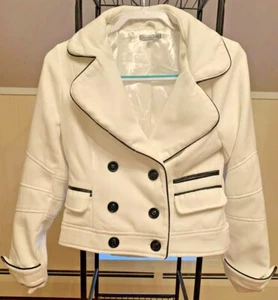 Charlotte Russe Peacoat White Black Trim SZ M - Picture 1 of 8