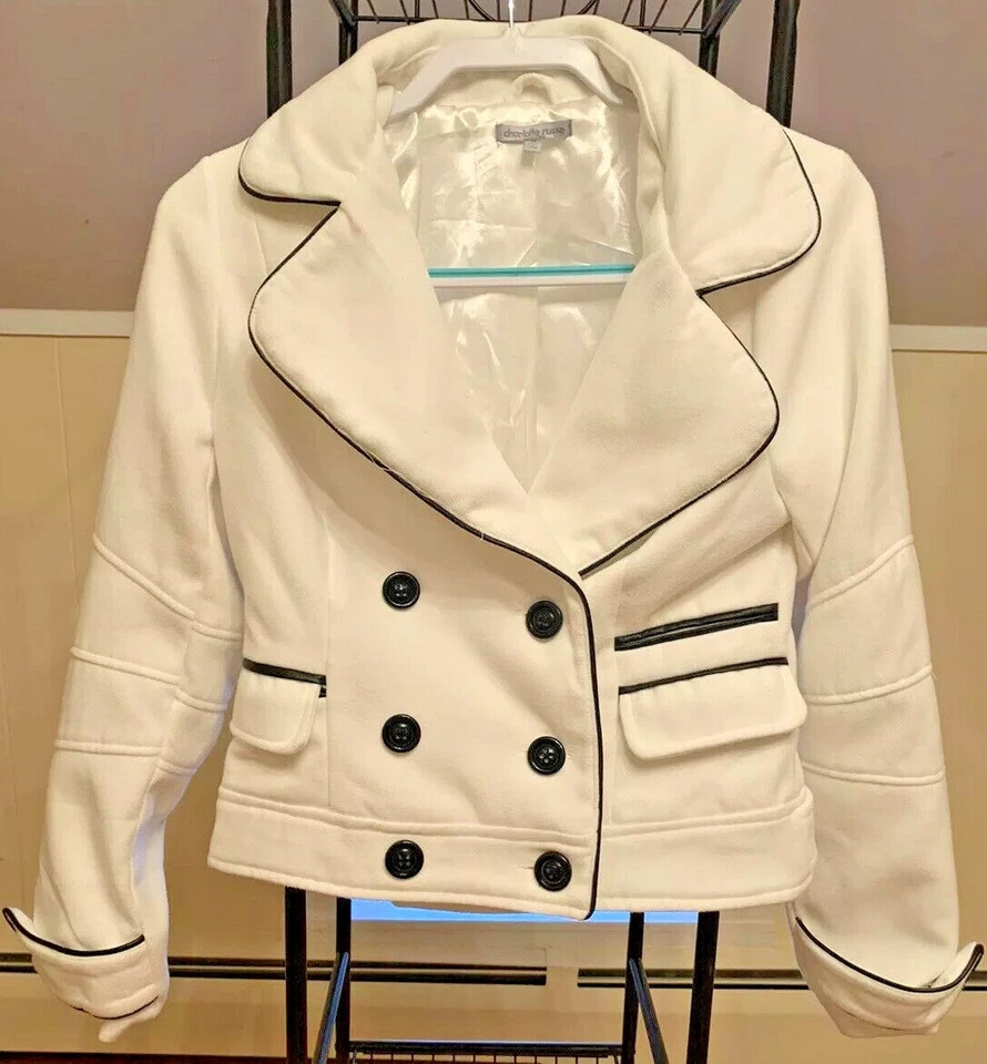 Charlotte Russe Peacoat White Black Trim SZ M - Image 1 of 4