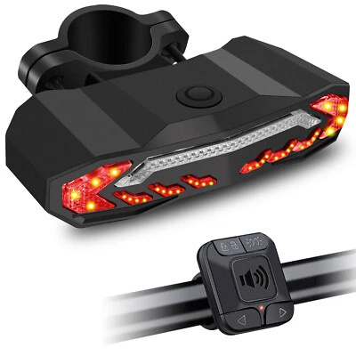 TONERTOP2014 Smart Bike Tail Light LED USB with Turn Signals Automatic Brake Light Remote NEW