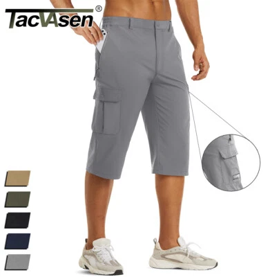 Mens Capri Pants Cargo Long Shorts Quick Drying Lightweight 3/4 Below Knee Pants - Image 1 of 4