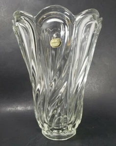 Vintage Clear Glass Crystal VASE HEAVY Swirl Twist Czech Bohemia Glass - Picture 1 of 10