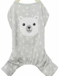 Wag-A-Tude Puppy Dog Fashion Silver Gray Polar Bear Face Pajama - Picture 1 of 4