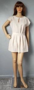 Ladies Beige Playsuit With White Lace Neckline - Size 10 - Picture 1 of 1