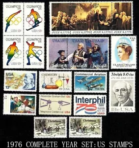 1976 ORIGINAL YEAR SET 21 PC MNH VINTAGE U.S. POSTAGE STAMPS - Picture 1 of 1
