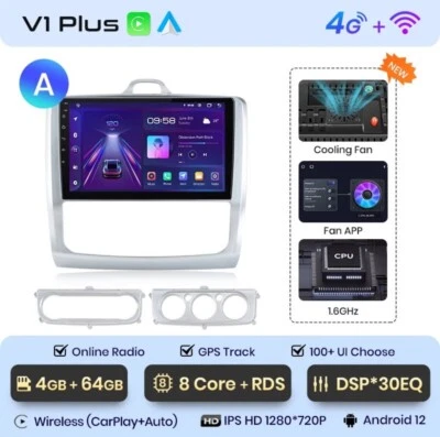 Autoradio Per Ford Focus Mk2 Mk3 2004-2011 4G+64GB 4G+WIFI 8Core CarPlay GPS BT - Immagine 1 di 4