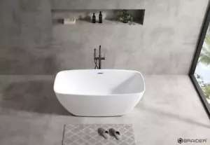 BRAIDER SAVAYA Freestanding Bathub, Acrylic Double Ended Bath, 1600 x 750 mm - Picture 1 of 7