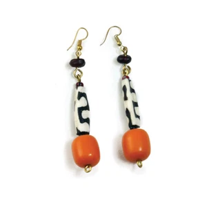 Amber & Bone Earrings - Picture 1 of 2