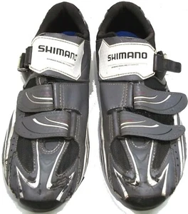 SHIMANO SH-M087G GRAY/BLACK/WHITE CLIPLESS CYCLING SHOES W/ CLEATS US SIZE 10.5 - Picture 1 of 3
