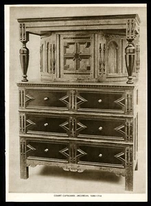 Picture of JACOBEAN FURNITURE - Court Cupboard - 1914 Sepia Photogravure - Picture 1 of 4