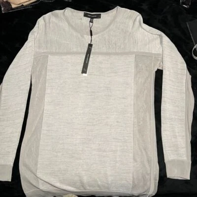 Suéter Moderno Ligero Manga Larga Cuello Redondo en Gris Claro Textura Mixta-XS Foto 1 de 4