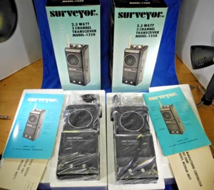 2X Vintage SURVEYOR 1250 Radio 2.5 Watt 3 Channel TRANSCEIVER w/Box New & Sealed - Picture 1 of 16