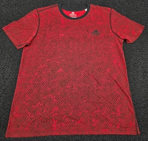 Adidas Ultimate 2.0 T-Shirt Large Red Geometric AOP Active Wear Run Gym Train - Picture 1 of 11