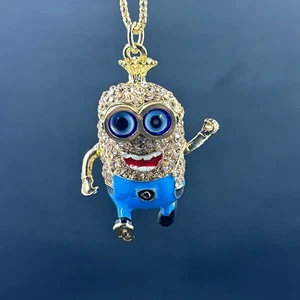 Collar Betsey Johnson Minions azul con caja de regalo y bolsa de organza. GA - Imagen 1 de 9