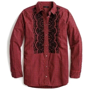 J. Crew Schottenkaro Bluse Top Perlen Gr. 14 verziert kariert Jungen Hemd H3505  - Bild 1 von 14