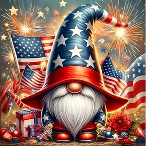 Gnome Diamond Art Kits for Adults- 4 of July 5D Diamond Painting, Independence D - Picture 1 of 7