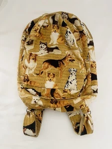 Zaino in tessuto a tema cane marrone piccolo con tasche extra e portaoggetti - Foto 1 di 6