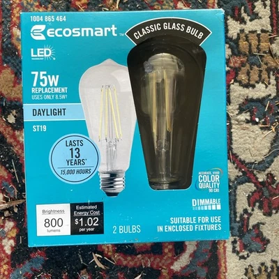EcoSmart 75W ST19 Antique Dimmable 800 Lumens 8.5 W Vintage LED Light Daylight  - Image 1 of 4