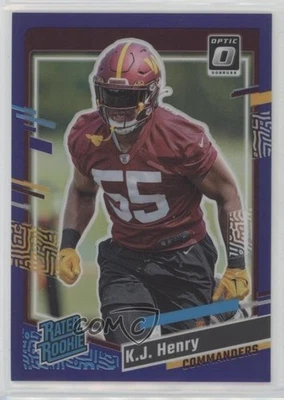 2023 Panini Donruss Rated Optic Preview Purple Prizm /50 KJ Henry #400 Rookie RC - Image 1 of 2