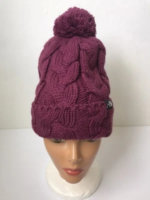 WOMEN'S THE NORTH FACE BOYSENBERRY CABLE MINNA POM LINED BEANIE ONE SIZE NWT - Image 1 of 4