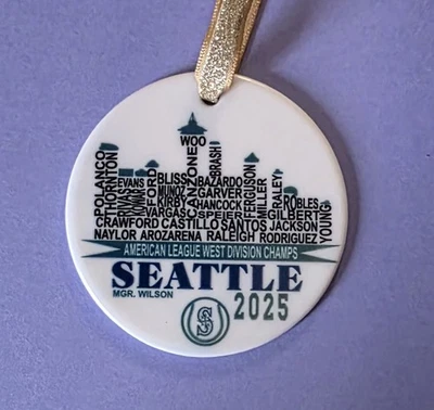 Seattle Mariners 2025 Skyline Roster Ornament | 3" Ceramic Baseball Fan Gift - Image 1 of 4