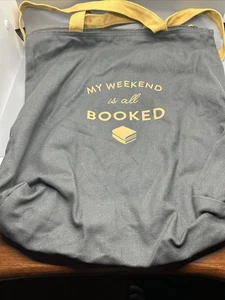 Barnes & Noble Carry Bag Gray 16 Inch Zipper Close Yellow Straps - Picture 1 of 14