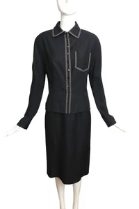 CHRISTIAN DIOR- 2000 2pc Navy Dress Ensemble, Size 6 - Picture 1 of 8