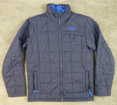 Chaqueta acolchada acolchada con cremallera completa grande azul marino bolsillo tecnológico The North Face para niños Foto 1 de 4