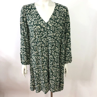 Mini Vestido Madewell Grande Sobre la Rodilla Cuello en V Botón Verde Bosque COMO NUEVO MC322 Foto 1 de 4