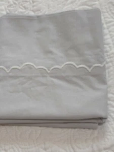 2 Vintage Martex Atelier Pillow Case Standard Bluish Gray White Embroidery USA - Picture 1 of 9