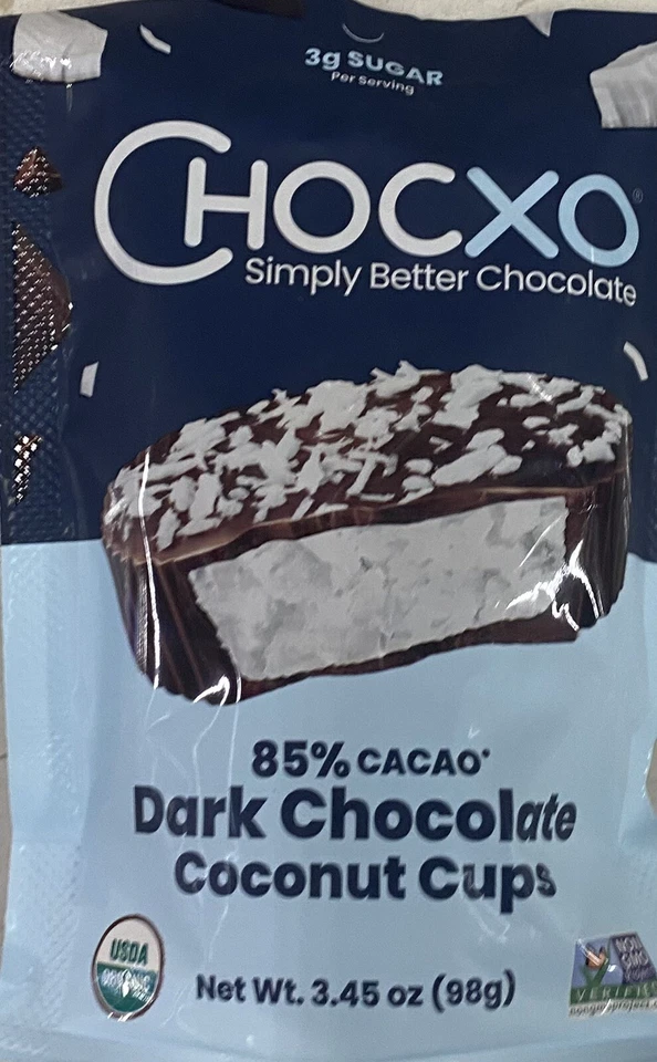 ChocXO 85% Cacao Organic Dark Chocolate Coconut Cups 3.45 oz Bag - Image 1 of 2