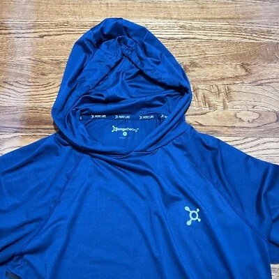 Orange Theory Hoodie Shirt Mens Medium Blue Pullover Spellout Active Lightweight - Image 1 of 4