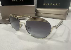 Bvlgari Sunglasses AUTHENTIC 6119 Black Gold Stripes Bv6119 Half Rim Circle Oval - Picture 1 of 12