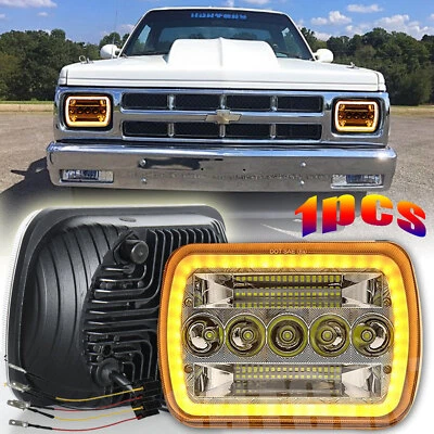 Fit  82-93 Chevy S10 Blazer GMC S15 7X6 Projector Black LED Headlight Hi/Lo Beam - Image 1 of 4
