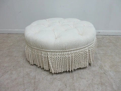 CR Laine Furniture Round Tuft Chesterfield Style Ottoman Foot Stool Cover