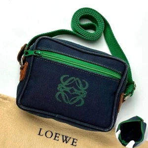 Loewe Anagram Shoulder Bag Crossbody Canvas Leather Green Used Free Shipping - Picture 1 of 10