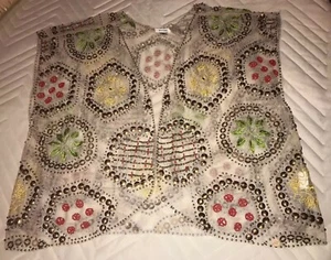 Moyna Anthropologie transparente Perlen Pailletten Bolero verzierte Weste, Gr. M. EUC - Bild 1 von 3
