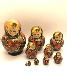 10 Stck. Russische verschachtelte Puppen mit Blumenkunst 6 Zoll Matroschka handbemalt Russland - Bild 1 von 13