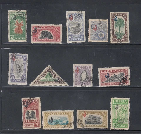 Liberia # O98-110 Complete Set of 1918 (see note on centering) Cover