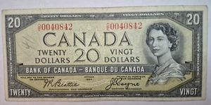 1954 Canada $20 Devils Face Banknote, circulated - 4460 - Picture 1 of 10