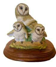 Vintage Leonardo Collection Owl with fledglings. 1994. On Wooden plinth