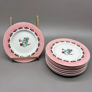 Mary Engelbreit Garden Time Sakura 8 Platos de Postre Rojo Guinga Floral De Colección - Imagen 1 de 8
