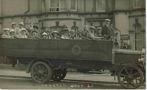 RP POSTCARD MOTORISED CHARABANC HICKS BROS CLACTON JULY 1920 - Picture 1 of 2
