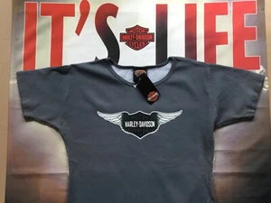 Harley Davidson Barra y Escudo Alado Gris Manga Corta Térmico Nuevo Con Etiquetas Mujer’s S - Imagen 1 de 3