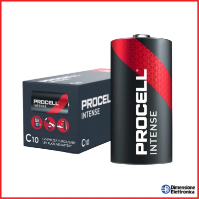 Pila C Procell Intense Duracell Industrial 10 Batterie Alcaline LR14 MN1400 1,5V