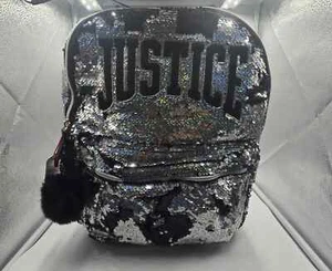 Justice Metallic Sequined Backpack 17" school kids - Picture 1 of 5