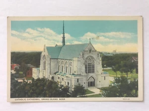 Vintage NE Grand Island Nebraska Catholic Cathedral Aerial View Postcard c1930's - Picture 1 of 2
