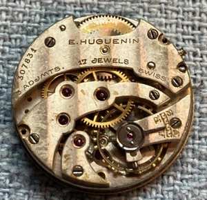 E. Huguenin 17 joyas 3 adj. movimiento reloj para piezas/restauración - Imagen 1 de 2