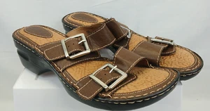 Born BOC Slipper Pantolette Clog Sandale doppelte Schnalle Z42923 US DAMEN 10M BRAUN GEPFLEGT - Bild 1 von 15